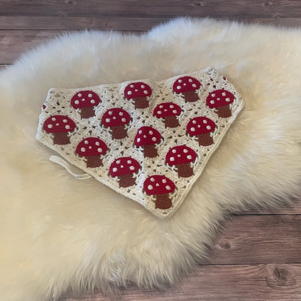 Handmade Mushroom Crochet Bandana